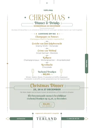 Terland Kerstmenu 24 December 1