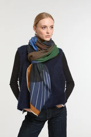 Foulard astre bleu vert