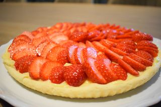 Aardbeientaart met pudding lembi
